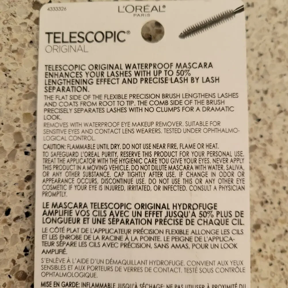 L'Oreal Paris Telescopic Original WATERPROOF Mascara 925 BLACK 0.24 fl oz✨️NIP✨️